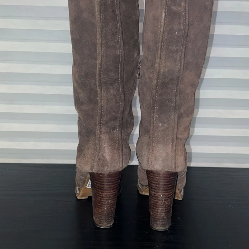 Tory Burch Dark Brown Suede Over the Knee Heel Boots